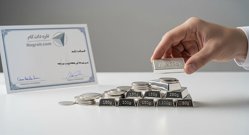 مزایای خرید شمش نقره ۲۵۰ گرمی از نقره دات کام و نمادهای اعتماد